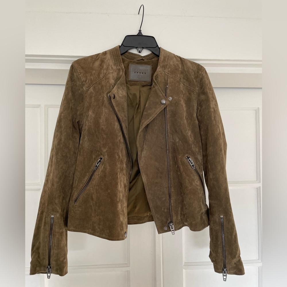 Blank NYC Olive Brown Suede Leather Jacket